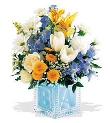 Teleflora's Crystal Baby Block (Boy) In Louisville, KY, In Kentucky, Schmitt's Florist